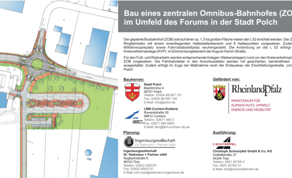 Bau eines zentralen Omnibus-Bahnhofs (ZOB) im Umfeld des Forums in der StadtPolch 